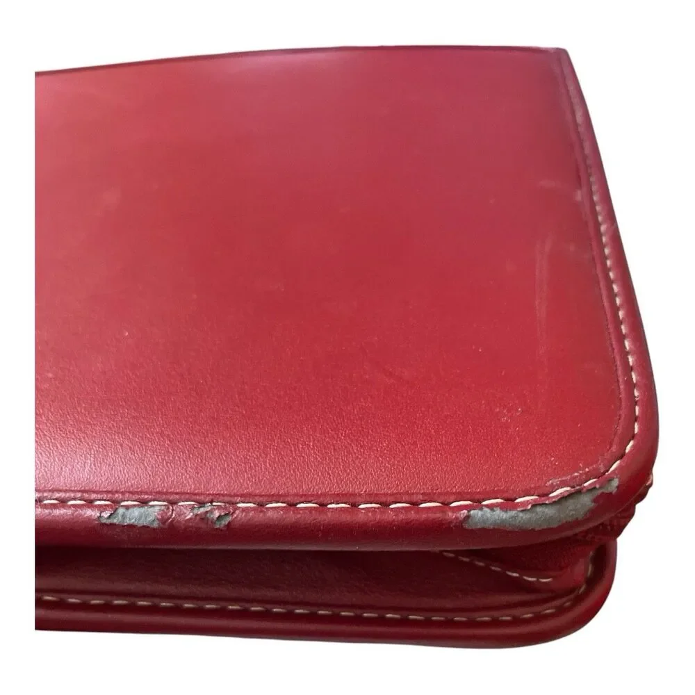 Franklin Covey Red Medium Zip Around 7 Ring Planner Binder Organizer 10x8